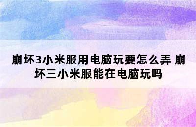 崩坏3小米服用电脑玩要怎么弄 崩坏三小米服能在电脑玩吗